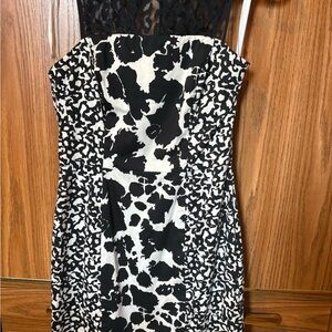 French Connection Monochrome Strapless Dress NWOT